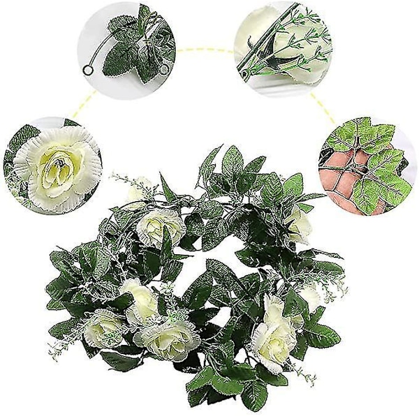2 stk. Rose Vine Kunstige Rose Blomster Vines 10 Hoveder