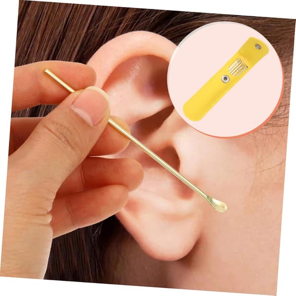 Ørevoksfjerner i rustfrit stål, 6 stk. sæt med bærbar opbevaringstaske til hjemmet
