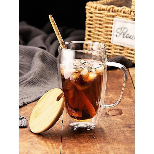 2 kpl 350 ml lasikahvia kupit puu kannet eristetyt kupit