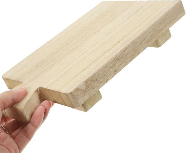 Træbakke Træforhøjer Rektangulær Beige Træmateriale Praktisk Pladsbesparende Design Moderne