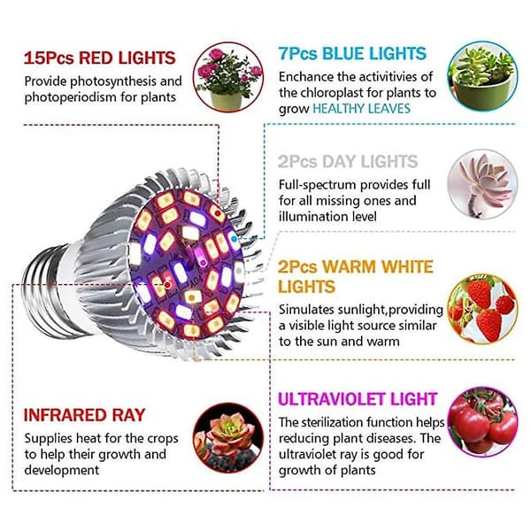 10 st LED-växtlampor Fullspektrum E27 Inomhus Hydroponics