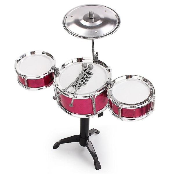 Barnejazztrommesett for småbarn Tøffe slagfaste trommesett Avtakbare trommer Instrument-yuhao Three Drum Set Drum Red