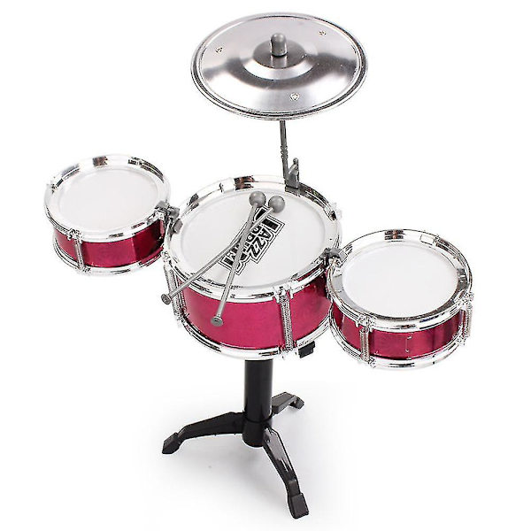 Jazz Trommesett for Småbarn - Slitesterke, Slagfaste Trommer - Avtakbare Trommer - Instrument - yuhao Three Drum Set Drum Red