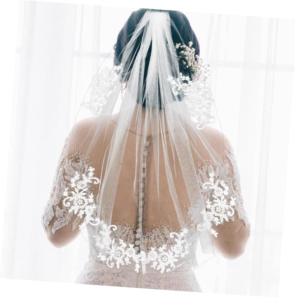 Broderi Blomsterslør med kam Elegant bryllupshårtilbehør