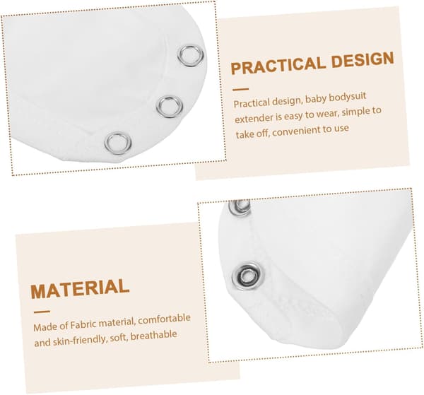 Baby Bodysuit Extender och Romper Snap Extender Enkellager Bomull Vit Spädbarnsflicka