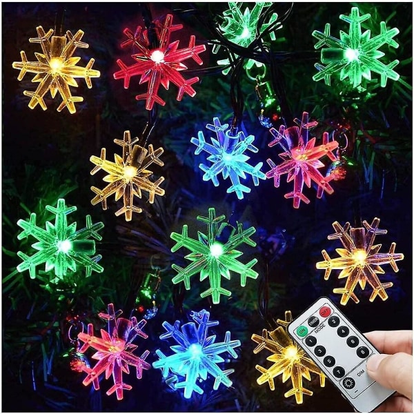 Christmas Snowflake String Lights 10m 33ft 80led fjernbetjening