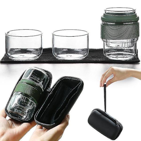 Rejsesæt til te med bæretaske, glas, bærbar filter