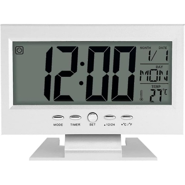 Desktop Voice Sensing Perpetual Calendar Clock Hvid