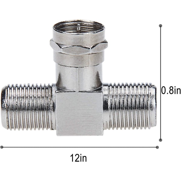 Koaksiaalikaapelijakaja, TV-jakaja 2 sisään 1 ulos 2-pakkauksessa F-tyyppi Rg6 uros 2 F naaras 3-tie kaapelijakaja Koaksiaalinen T-liitinsovitin videolle VCR-antenni