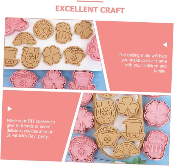 8st Lövformade Kakformar Bakform Rosa Pp St Patrick's Day Bakaccessoar