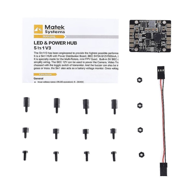 Matek 5 i 1 PDB V3 LED Power Hub Dobbelt BEC 5V/12V