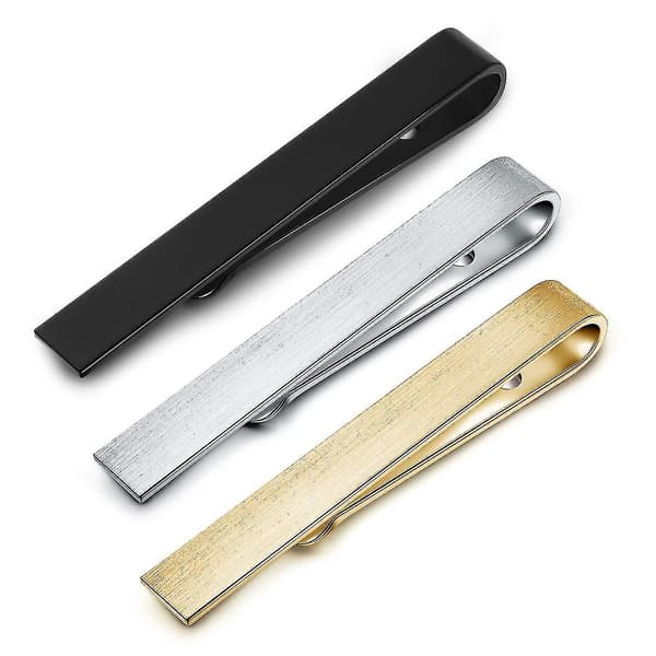 3-pack Klassiska Slanka Slipsklämmor Slipsklämma Rostfritt Stål Stift Slipsklämmor