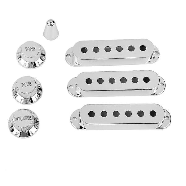 3 st Silver Single Coil Gitarr Pickup-skydd med Ton- och Volymknappar samt Switch-spets