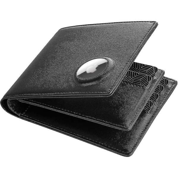 AirTag lompakko miehille - Bifold nahkainen lompakko Rfid-esto ID-ikkunalla ja vetoketjulla kolikkotasku setelilokero korttikotelo Lompakkolahja miehille (ilma