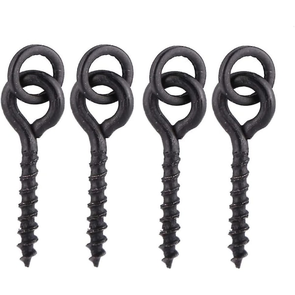 Fishing Carp Bait Screw With Round Link Loop Swivels Carp Fishing Terminal Rig Tackle30pcsblack