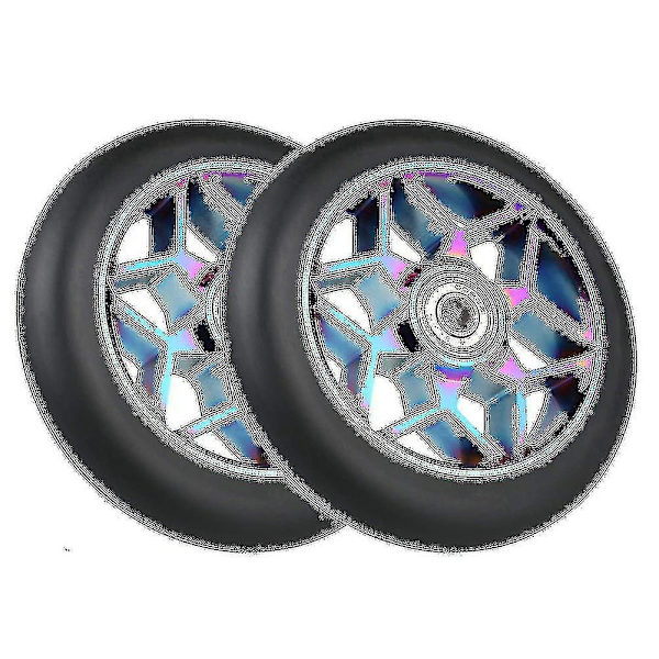 2 kpl 110 mm skootterin pyöriä Pu-pyöriä Paksu Stunt Laakereilla (musta)