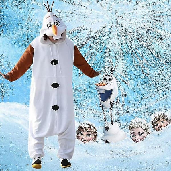 Anime Snögubbe Kostym Pyjamas Jumpsuit Vuxen Sovkläder Kläder