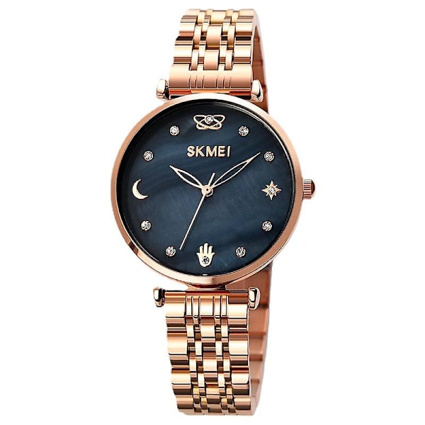Roseguld Diamant Perle Skall Kvinder Ur Enkelt Kvinder Kvarts Ur Rose gold black surface