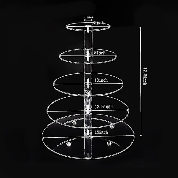 Akryl Kage Stativ 5-lags Display Tower Træ Til Stablet Serveringsbakke Til Fest Bryllup Kage Dessert Klar Rund