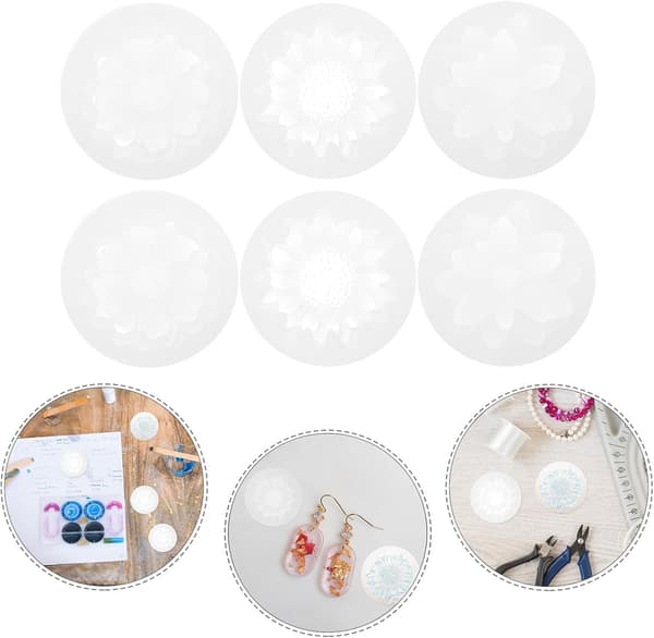 6 stk. 3D Blomster Silikoneform Sæt til Resin Håndværk DIY, Epoxy Smykkefremstillingsform