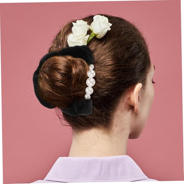 2 stk. fløjl perle hårbånd scrunchy til kvinder piger elastiske hårelastikker bløde søde scrunchies til hestehaleholder