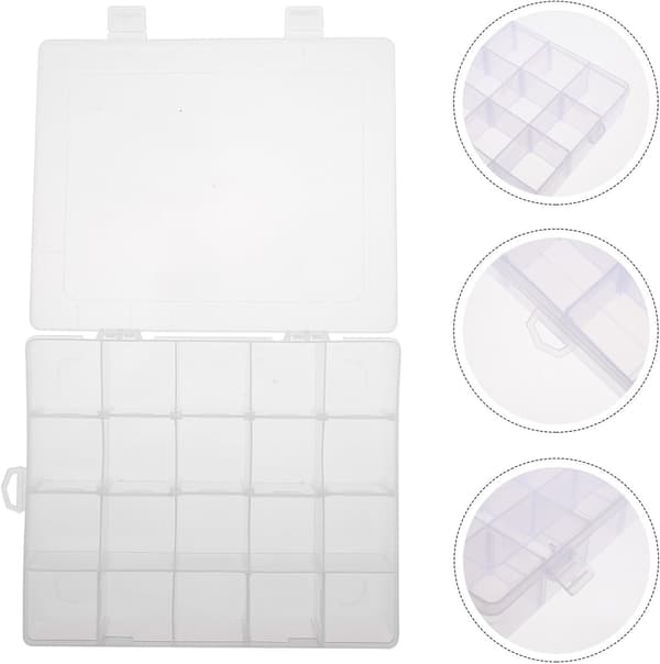 3 stk. perleopbevaringsboks, plastperlebeholder, multiristknapboks, smykkeholder