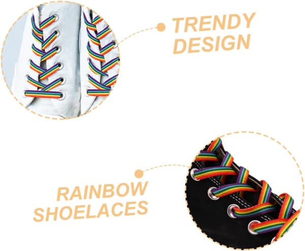 Regnbue snørebånd 2 par, polyester sneakersnørebånd til drenge og piger og voksne