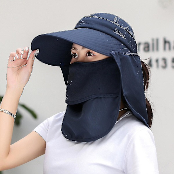 Solhatt for kvinner, storbremmet hatt, sykling, gårdsarbeid, solbeskyttelse, UV-beskyttelse, ansiktshatt Blue