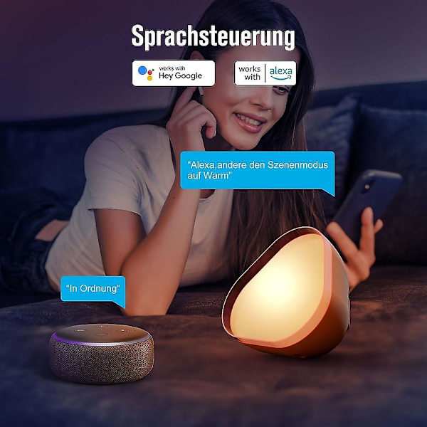 Ambient Bærbar Bordlampe Bluetooth Stemmestyret Skrivebordslampe