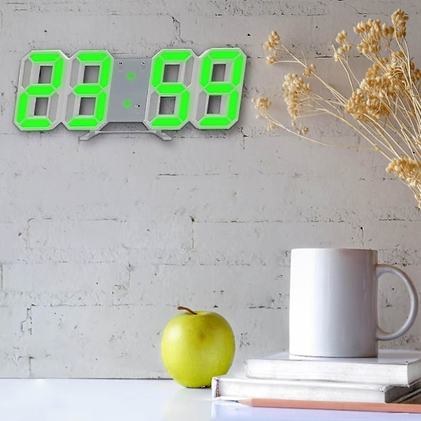 3D LED Digital Klocka Väggdekoration Glödande Nattläge Justerbar Elektronisk Bordsklocka Väggklocka Dekoration Vardagsrum LED-Klocka
