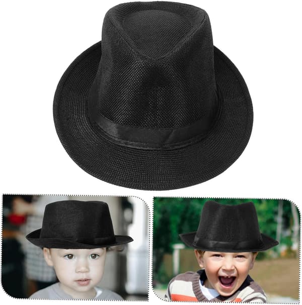 Danseforestillingshat Drenge og Piger Fedora Hatte til Drenge Piger Sort til Sceneoptrædener