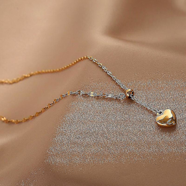 Mote-halskjede i rustfritt stål med gullfarge, hjerteformet, for kvinner, choker, festival, festgave, smykker