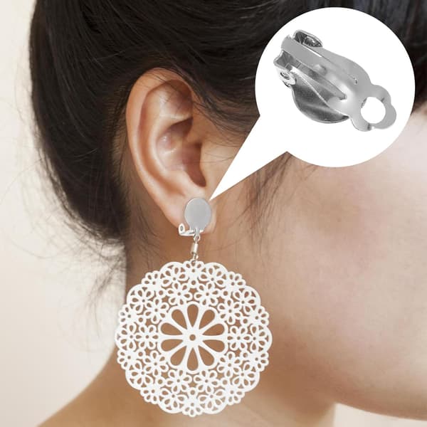 100 stk. Clip-on Øreringebaser med Huller, Ikke-piercede Runde Øreclips DIY Tilbehør