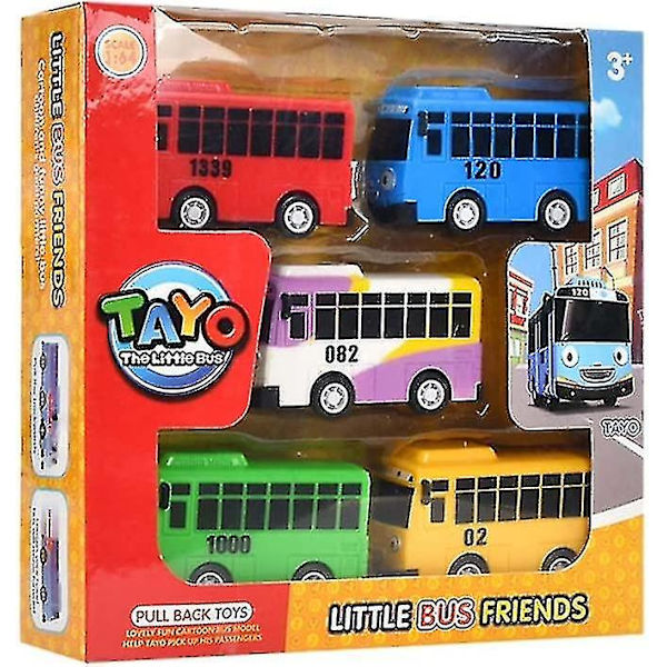 Fite 5 stk Lille Bus Tayo Legetøj, Lille Bus Tayo Billegetøjsæt, Træk Tilbage Mini Biler Til Ven Mini Szkyd-yuhao