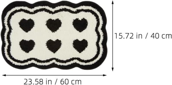 Absorberende baderomsmatte vaskbar baderomsmatte hvit polyester hjerteformet sklisikker gulvmatte