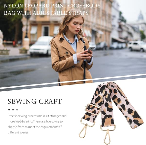 Leopardmønstret Crossbody-veske Erstatningsrem Justerbart Nylonmateriale