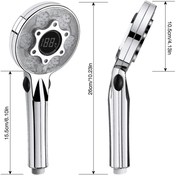 LED Duschhuvud, 3 Färger Duschhuvud Med Temperaturvisning, Badrumsduschhuvud, W