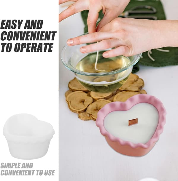 2 stk. hjerteformede silikonformer med bølget kant for DIY-lysestøping Fleksibel non-stick silikon