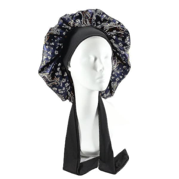 2 stk Silke Bonnet Satin Bonnet Til Søvn Bonnet Med Bånd Nat Hætte