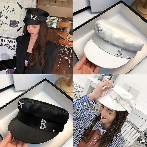 Sommarbrev för Rhinestone Newsboy Hat Casual Flat Top Utomhus Justerbar Keps