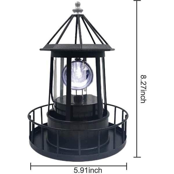 Led solcelledrevet fyrtårn, 360 graders roterende lampe