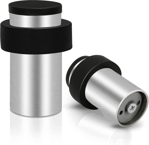 Dørstopper i rustfrit stål, gulvmonteret, cylindrisk
