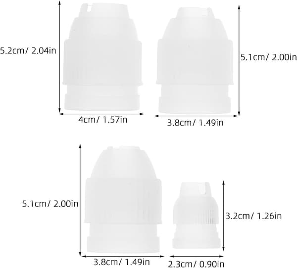 24 stk. kakepyntkoblinger for sprøyteposer, PP-materiale, fire diametervarianter