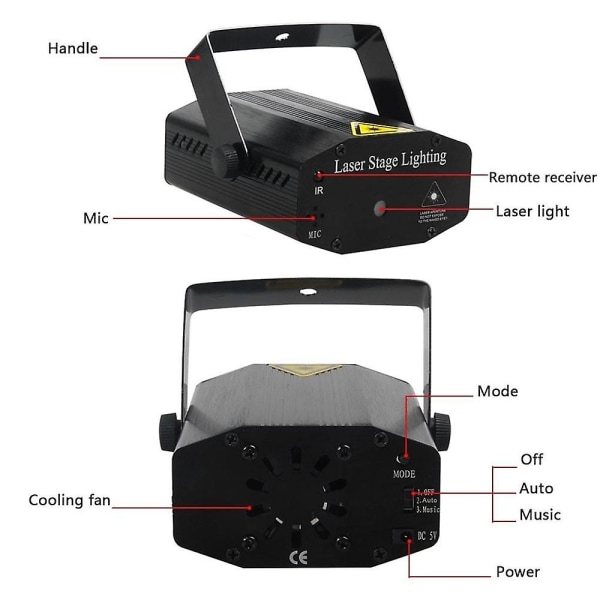Mini Värillinen Stroboskooppi Projektoritähtitaivas Laser Kotijuhlat Lava