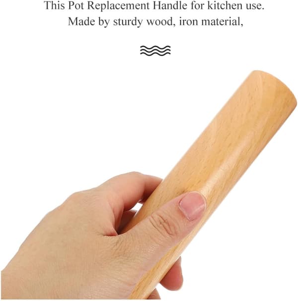 Avtakbart grytehåndtak med ergonomisk design, tre- og jernmateriale