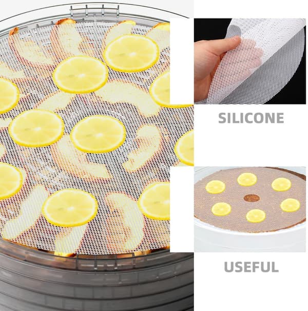 2 stk runde silikon dehydratorplater Matdehydratorforing Hvit Non-stick Rask tørking Bevarer smak