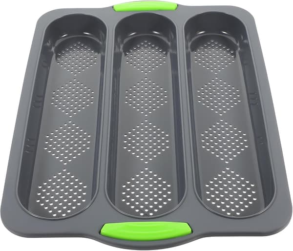 Silikone bageform med 3 rum Non-Stick brødform til hjemmekøkken bagning af brød varmeoverførsel sort form