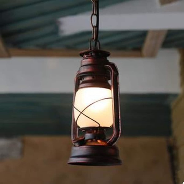 1-lys 14cm Led Pendel Light Metal Glas Lantern Vintage
