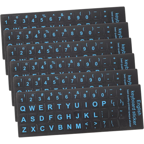 6 stk. Universal Engelsk Tastatur Klistremerke Erstatning Laptop Tastatur Bokstaver Klistremerker Sett Frostet Overflate