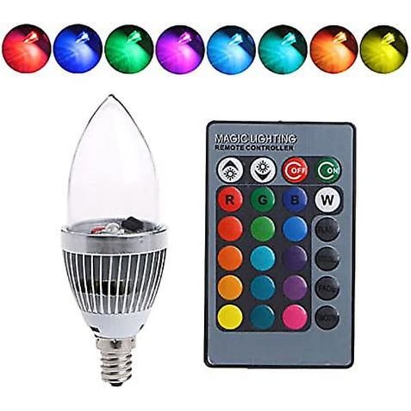 LED-lamppu, 3w RGB 16 Väriä Vaihtuva Päivänvalo LED-kynttilä Yövalo Lamppu (E14)